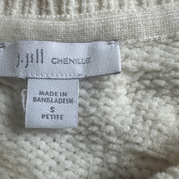 J Jill Womens Chenille Sweater Small Petite Cream Cable Knit V Neck Tunic EUC - Picture 7 of 7
